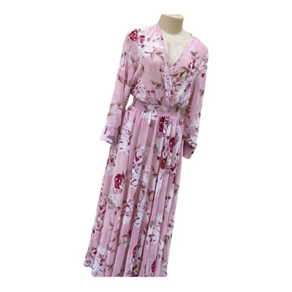 Alexa B Nites Floral‎ Long Sleeve Maxi Dress size 6